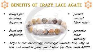 Crazy Lace Agate 8 mm bracelet- Absorbs emotional pain, balancing & protection, believed to ward off the "evil eye," bringing joy, focus