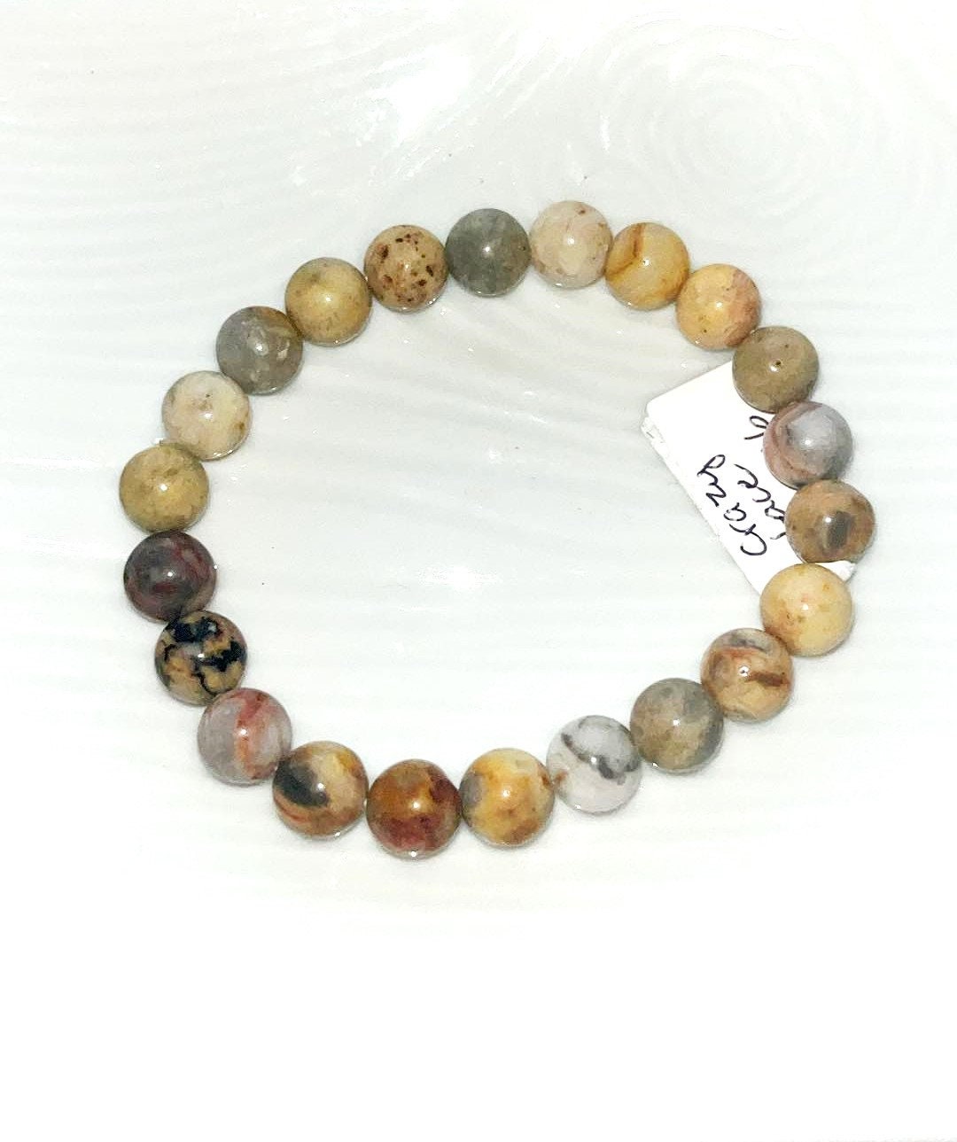 Crazy Lace Agate 8 mm bracelet- Absorbs emotional pain, balancing & protection, believed to ward off the "evil eye," bringing joy, focus