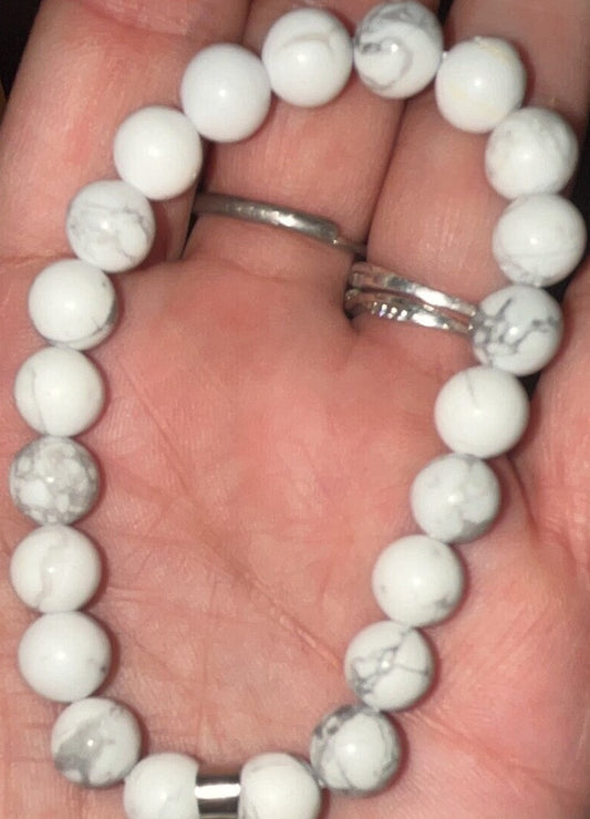 Natural Howlite 8mm crystal Bracelet. Remove anger, receive peace, and calmness