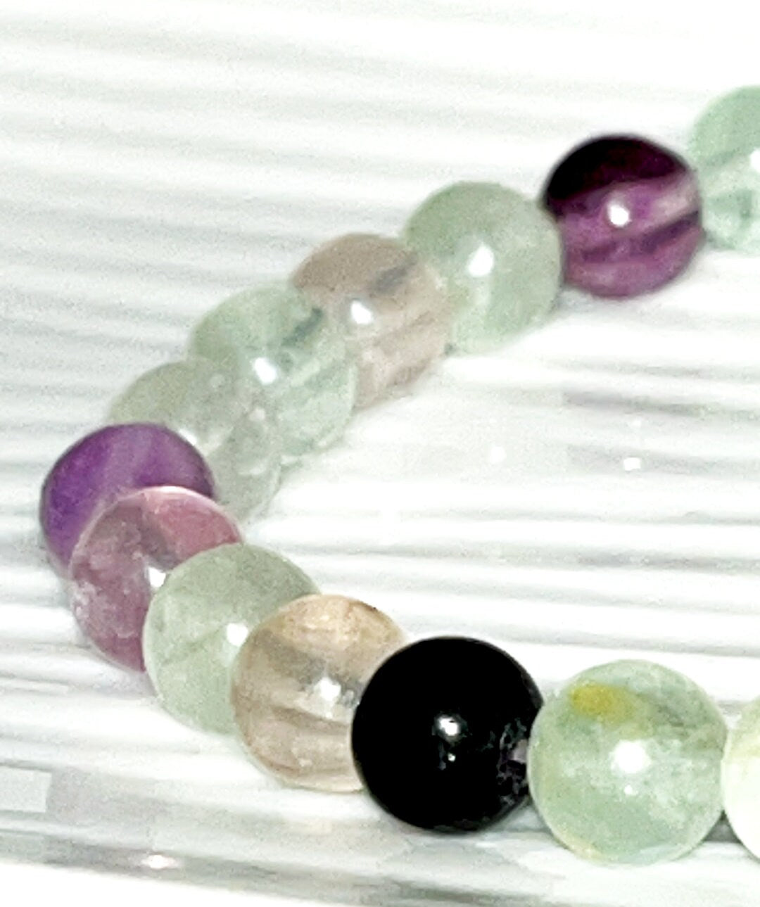 Rainbow Fluorite crystal 6mm bead elastic bracelets, high quality and one size fits all.