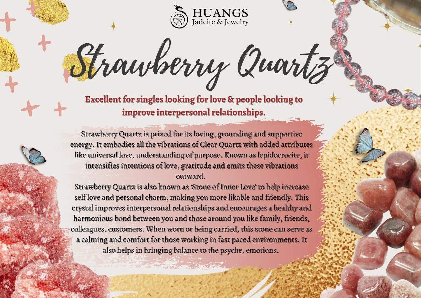 Strawberry Quartz 8mm high quality elastic beaded crystal Bracelet! Feel love, positivity, and heart opening, vibrant opening