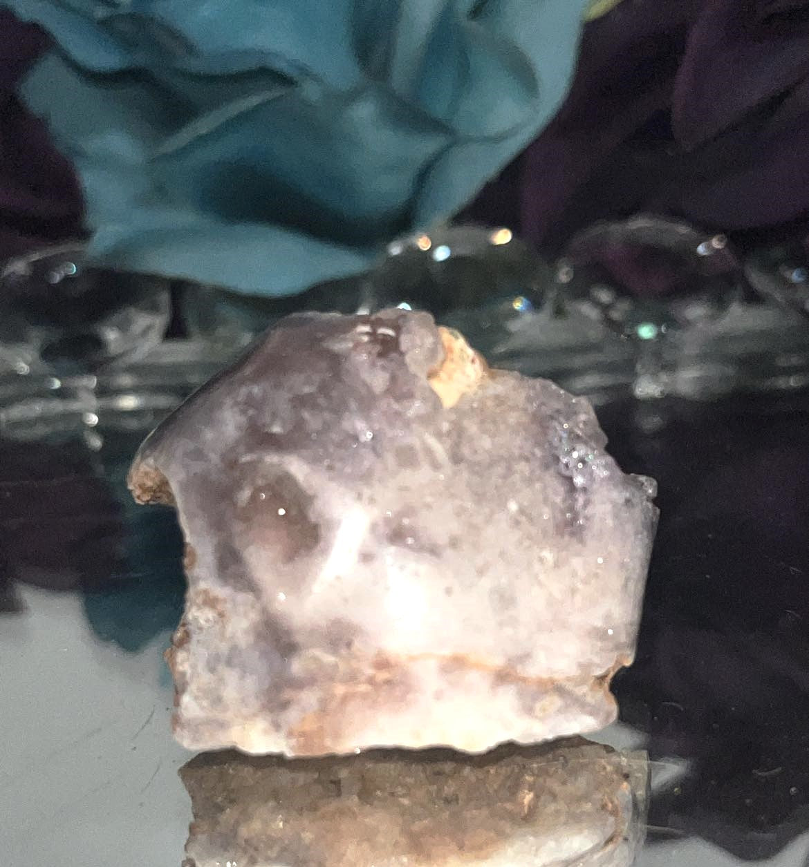 Pink Amethyst crystal specimens- very sparkly with quartz crystal druzy