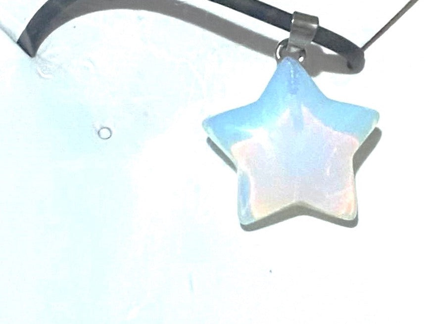 Opalite star pendant necklace. Mimics the enchanting play of colors found in natural opals.