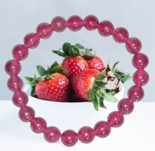Strawberry Quartz 8mm high quality elastic beaded crystal Bracelet! Feel love, positivity, and heart opening, vibrant opening