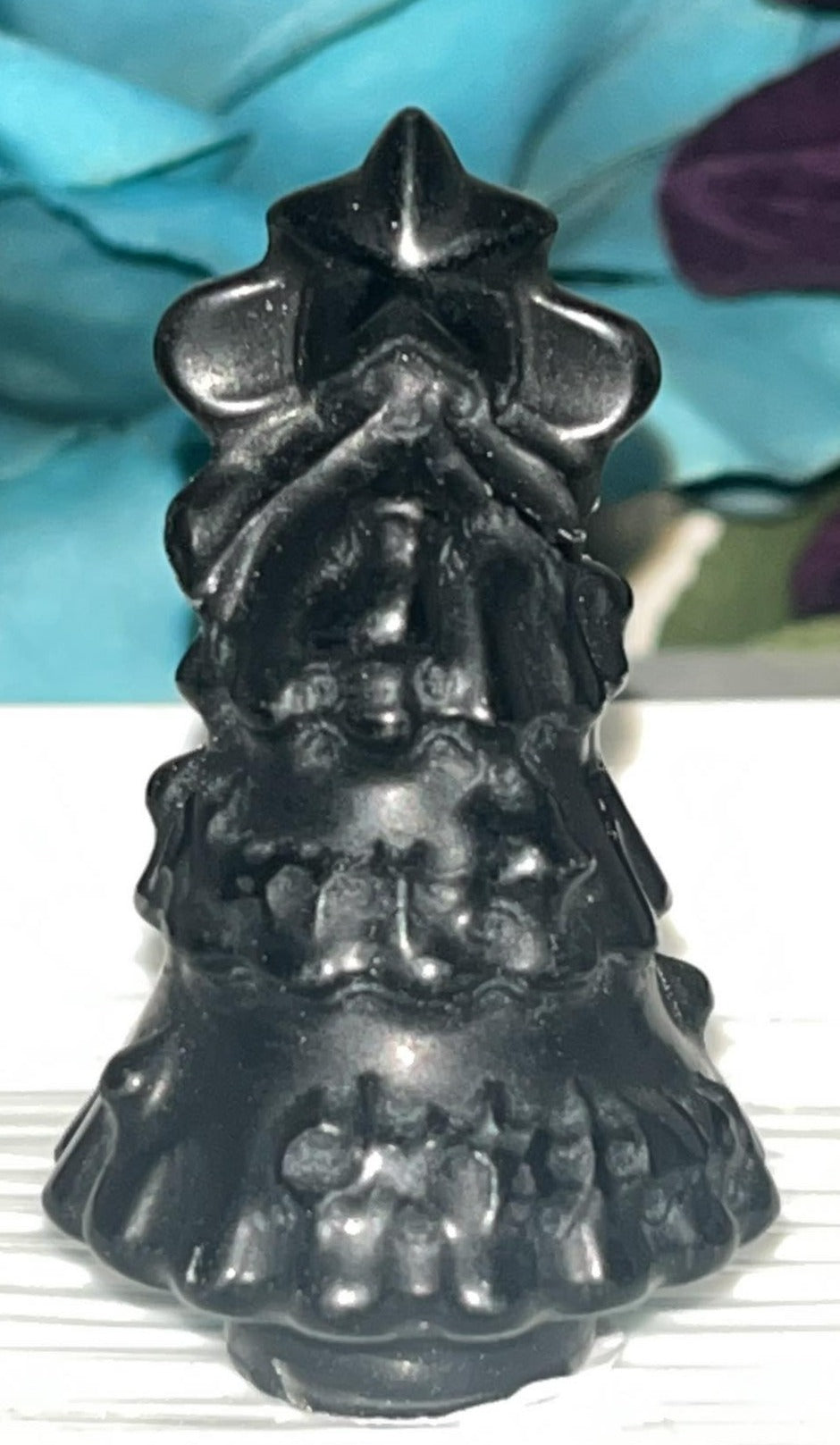 Obsidian Crystal Christmas tree carving