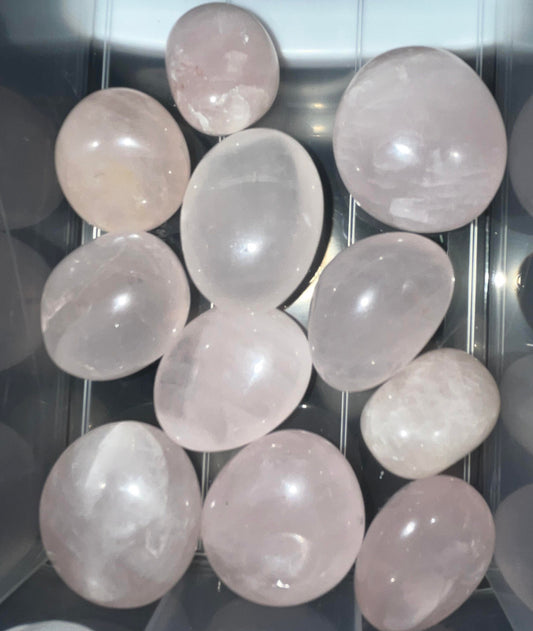 Rose Quartz tumbles- Small, medium & large sizes. The ultimate stone of loving energy, unconditional love and peace.