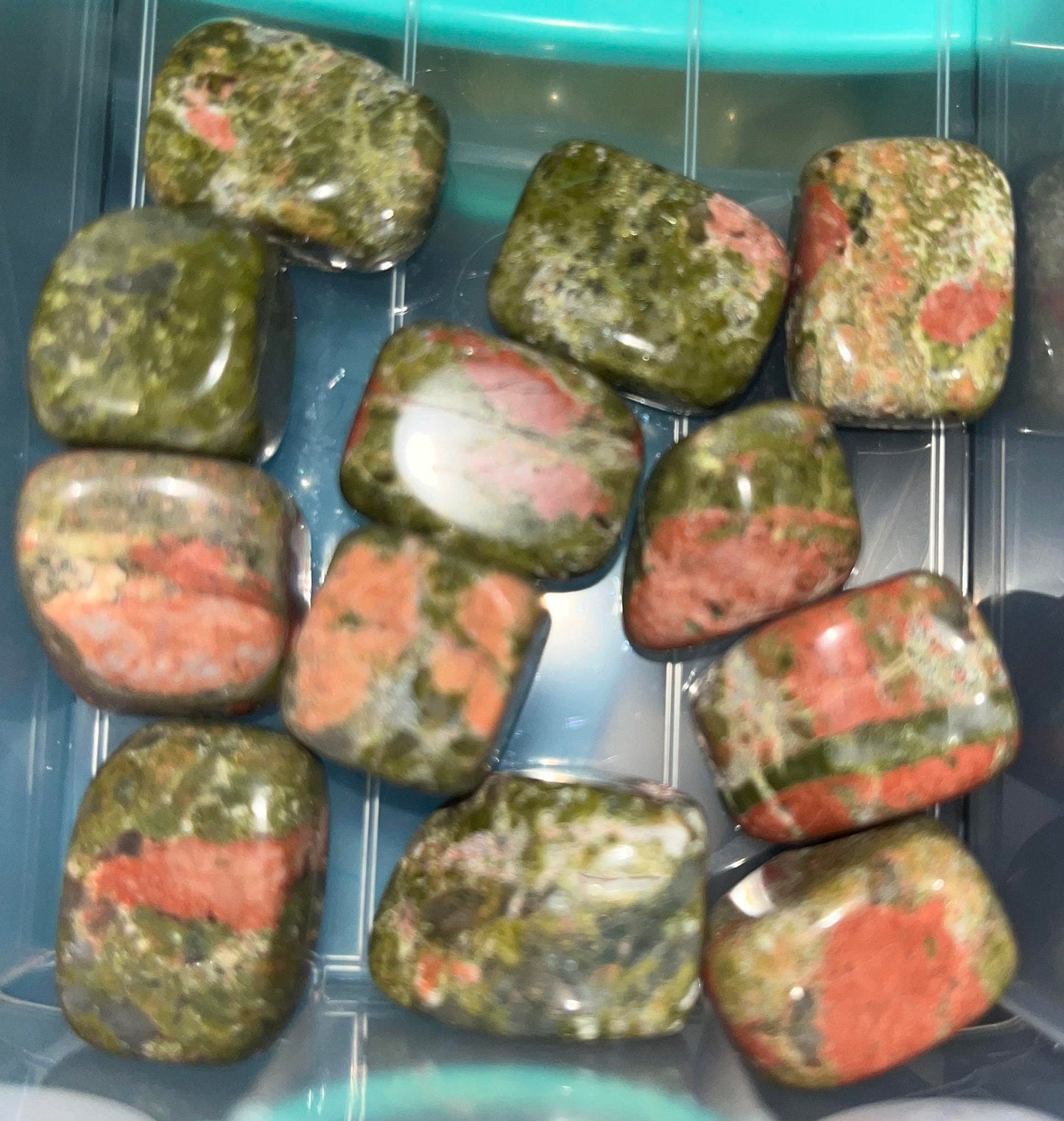 Unakite crystal tumbles. Find inner peace and calm, balance, grounding, and emotional balance